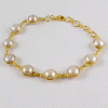 Natural Pearl Brass Bracelet D - BZB999 18K Gold Plated Round 8x8mm Bezel Setting Brass Bracelet